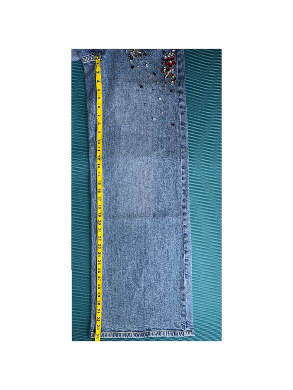 Alice + Olivia Amazing Crystal Embellished Wide Leg Jeans - Picture 8 of 11